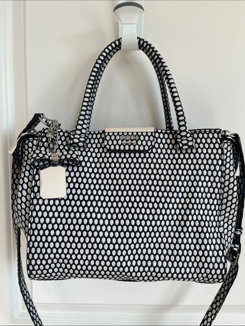 Guess Black & White Polka Dot Satchel